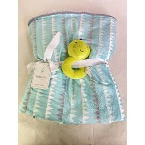 Lullaby Lane Baby Blanket and Rattle Dinosaur Triangles Teal Gray White